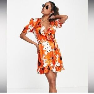Topshop Orange Floral Mini Dress